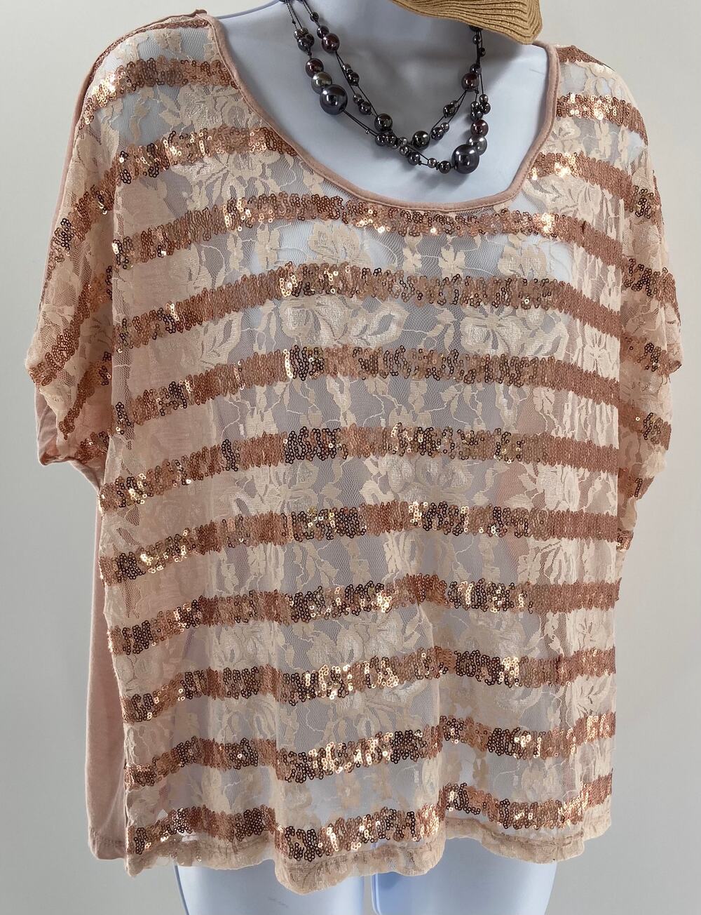 Justify Rose Flower Sequence Knit Tee